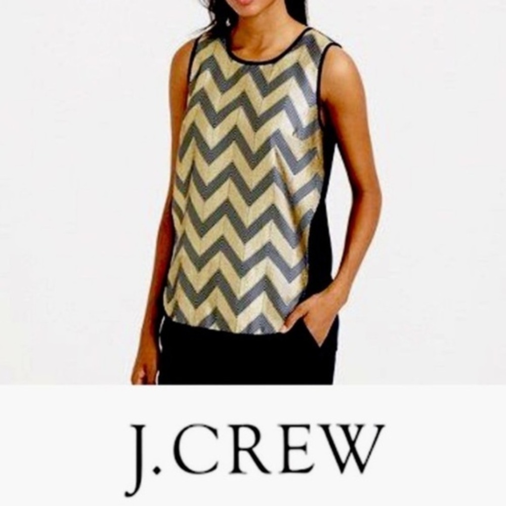 NWT J. Crew Chevron Gilded Top